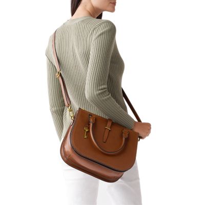 fossil leather satchel bag