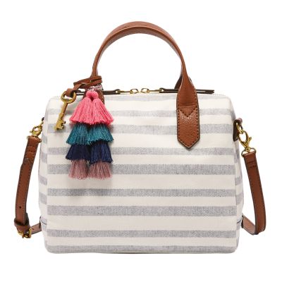 Fossil rachel satchel blue on sale stripe