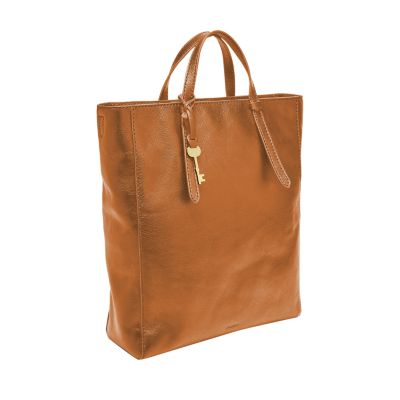 fossil leather tote bag