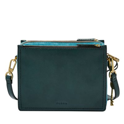 Fossil campbell crossbody steel blue sale