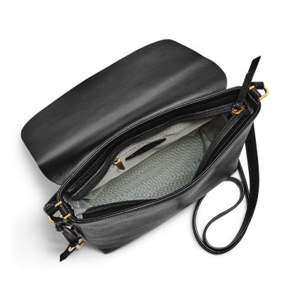 fossil black leather crossbody