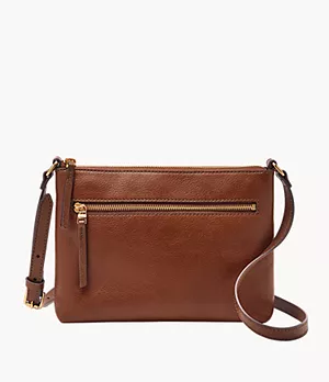 Brown and Teal leather crossbody handbag