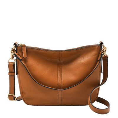 Buy the Womens Orange Brown Inner Zip Pockets Adjustable Strap Crossbody Bag