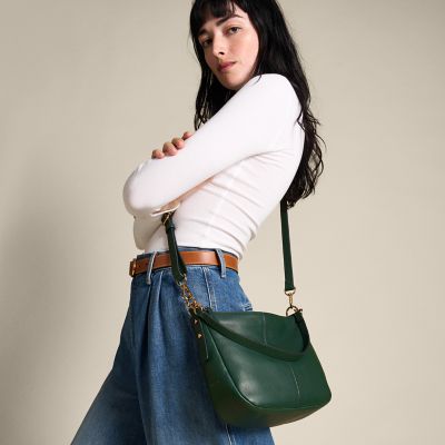 Green leather crossbody bag sale