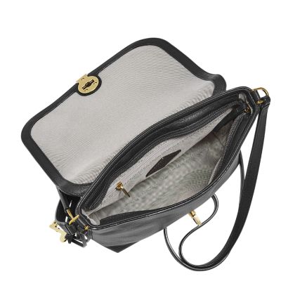 Mayanne - Genuine Leather Asymmetrical Flap Crossbody Bag