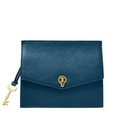 blue fossil purse