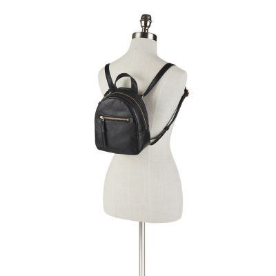 Fossil Women's Megan Litehide Leather Small Backpack - Black