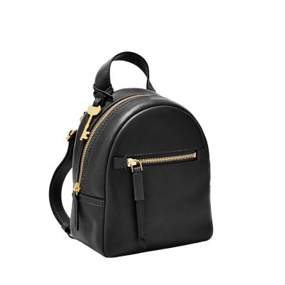 BLACK LEATHER SMALL BACKPACK