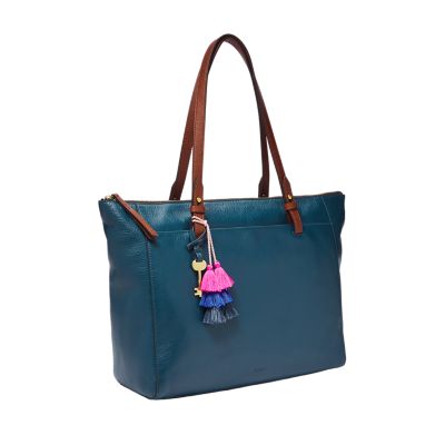 Fossil rachel tote online blue floral