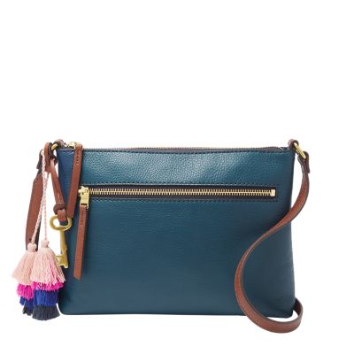 Ready Fossil Fiona EW Crossbody Blue - Fossil & Pappilon