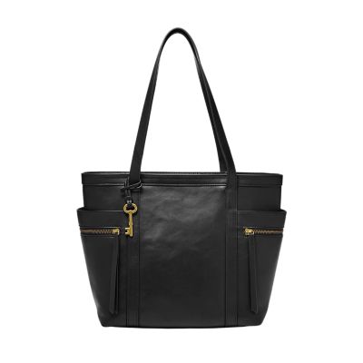 fossil leather tote