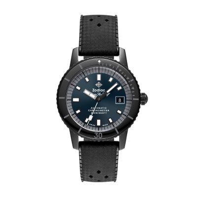 Zodiac super sea wolf 2024 automatic blue rubber watch