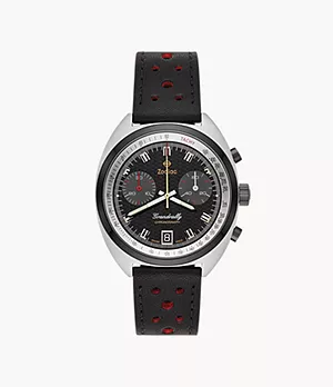 Grandrally Quartz Black Leather Watch