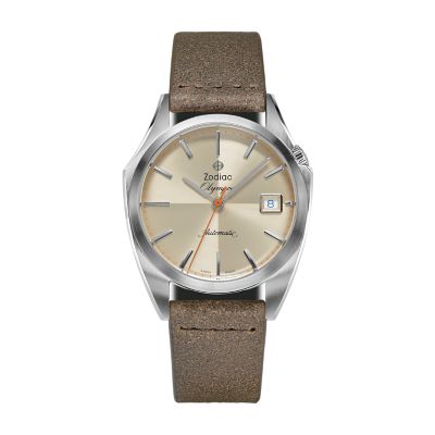 Zodiac Men's Dress Olympos Automatic Leather Watch - Brown