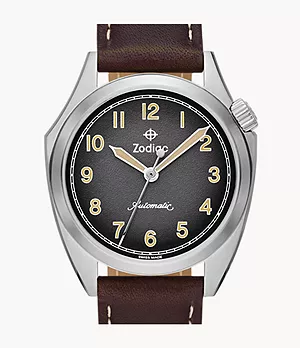 Olympos STP 1-11 Swiss Automatic Three-Hand Brown Leather Watch
