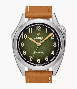 Olympos STP 1-11 Swiss Automatic Three-Hand Brown Leather Watch