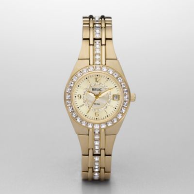 Relic Women's By Fossil Queen's Court Three-Hand Gold-Tone Stainless Steel Watch - Gold