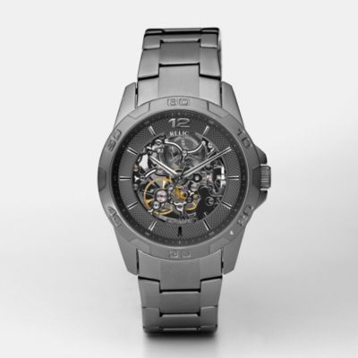 Relic Mens Gunmetal Stainless Steel Automatic Watch ZR11853