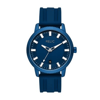 Relic Men's By Fossil Joel Quartz Three-Hand Date Blue Silicone Strap Watch - Blue