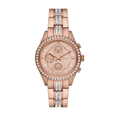 Relic Women's By Fossil Camila Multifunction Rose Gold-Tone Metal Glitz Watch - Rose Gold