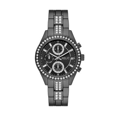 Relic Women's By Fossil Camila Multifunction Gunmetal-Tone Metal Glitz Watch - Gunmetal