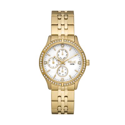 Relic Women's By Fossil Maeve Multifunction Gold-Tone Metal Watch With Mother Of Pearl - Gold