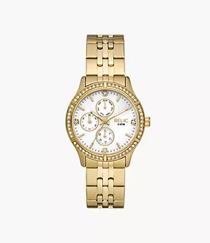 Relic by Fossil Maeve Multifunction Gold-Tone Metal Watch with Mother-of-Pearl