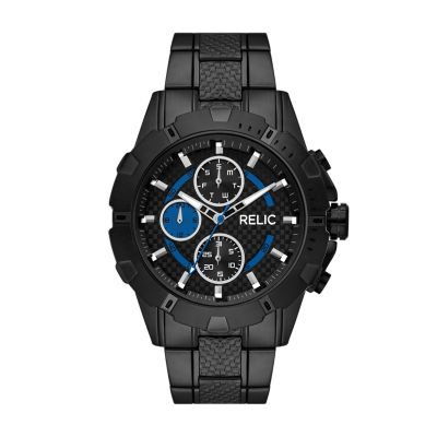 Relic Men's By Fossil Dorian Multifunction Black Bracelet Watch With Blue Accents - Black