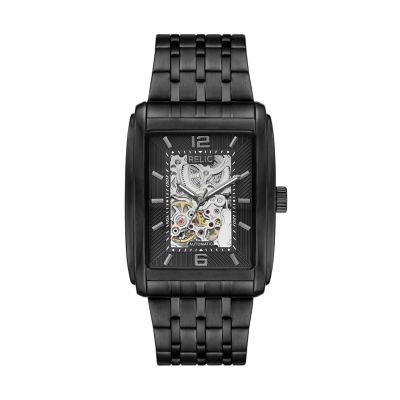 Relic Men's By Fossil Allen Automatic Black Metal Watch - Black