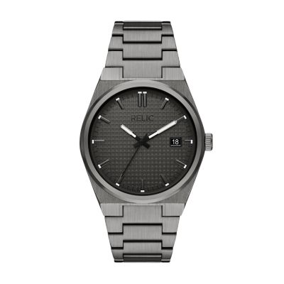 Relic Mens By Fossil Oliver Three-Hand Date Alloy Watch - Gunmetal 75$